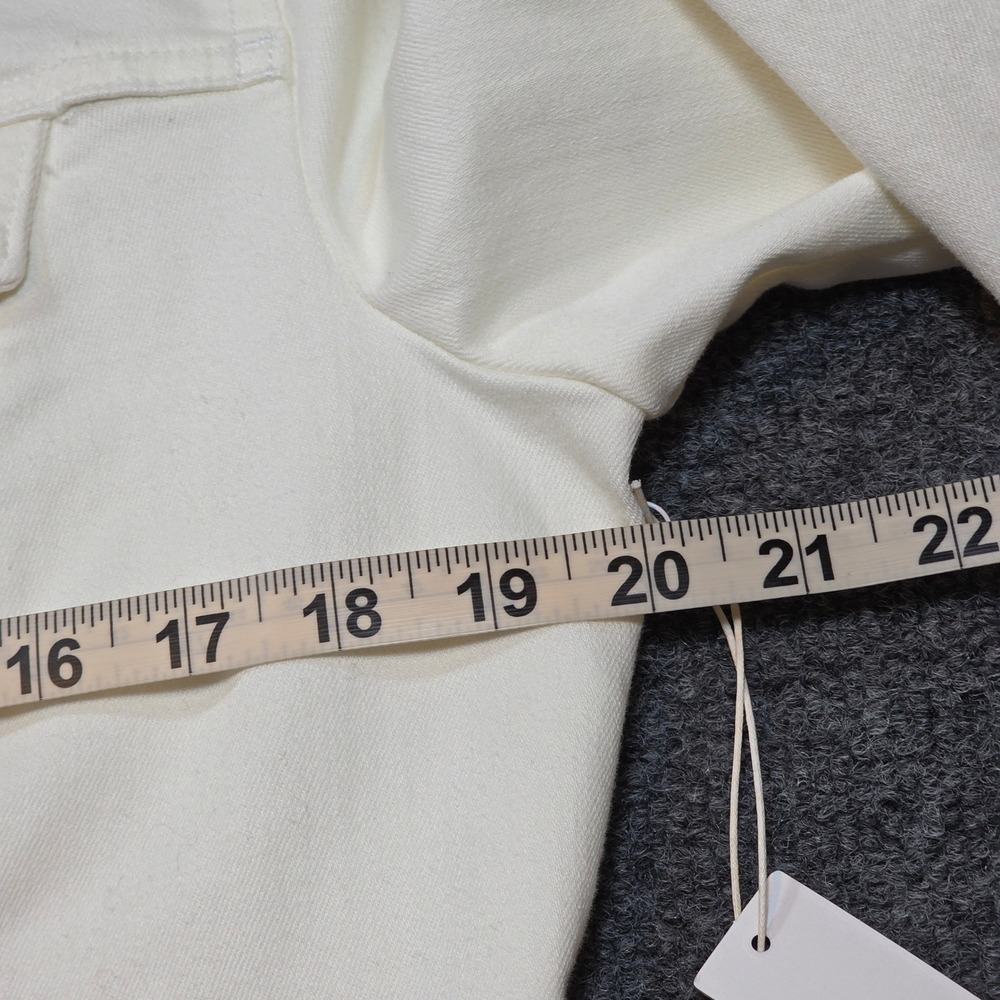 NWT Chico's 1 Medium White Mid-Length Denim Jacket Fray Hem Side Slits Shacket - Picture 7 of 16